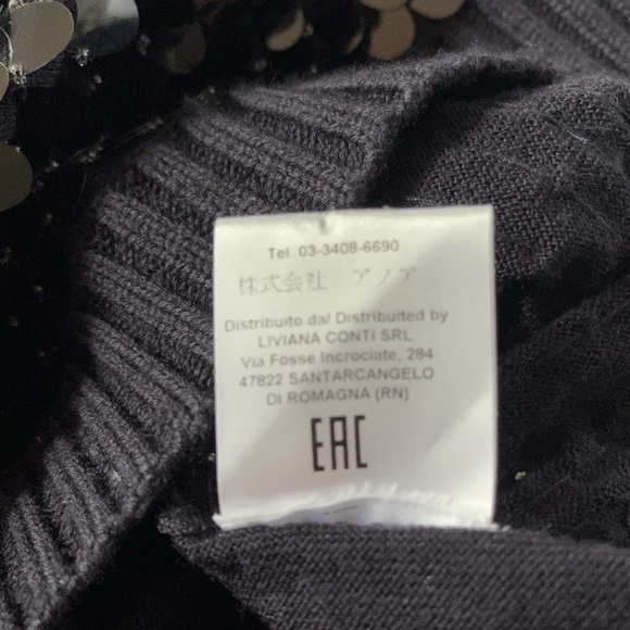 Liviana Conti Designer Sequins Black Knit Pullover Sweater - Picture 10 of 11